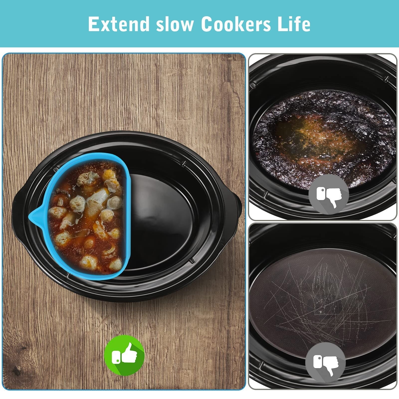 Silicone Slow Cooker Liner Reusable & Leakproof Silicone